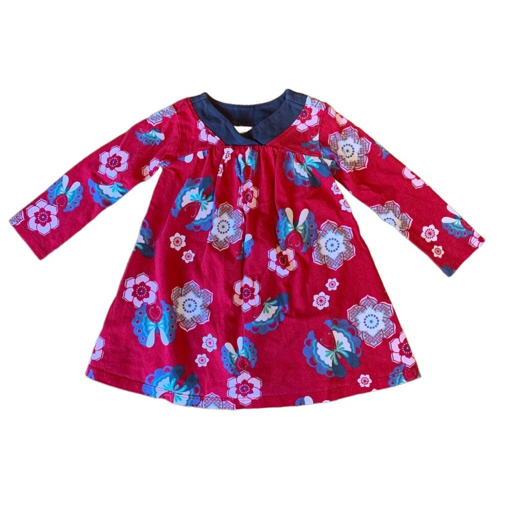 TEA COLLECTION Red Floral Dress Girls 18-24 Mos China Red Butterflies Holidays - Picture 1 of 6
